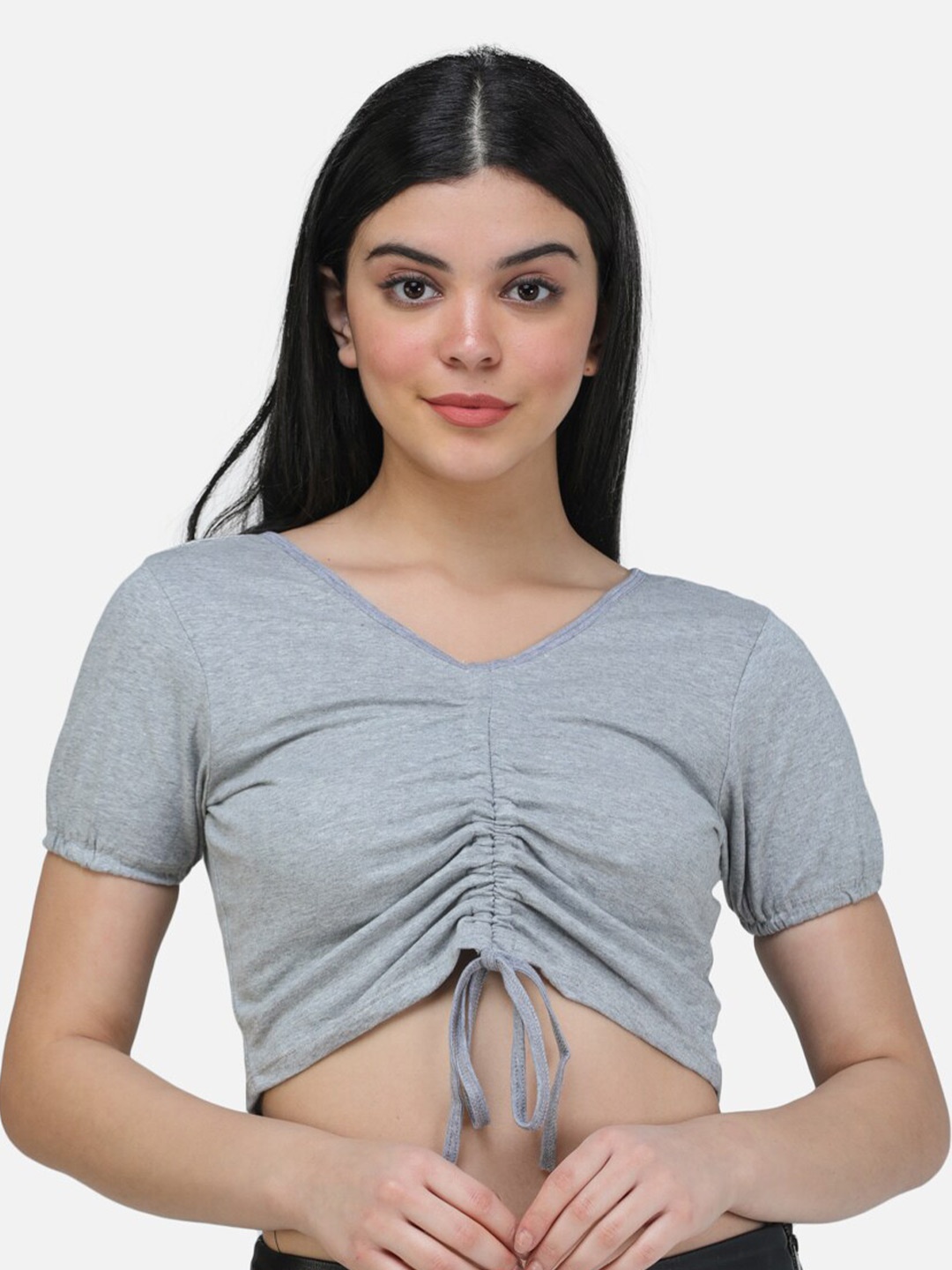 

Cation Crop Top, Grey melange