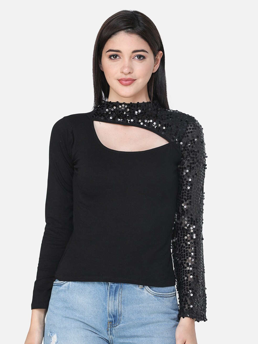 

Cation Crop Top, Black