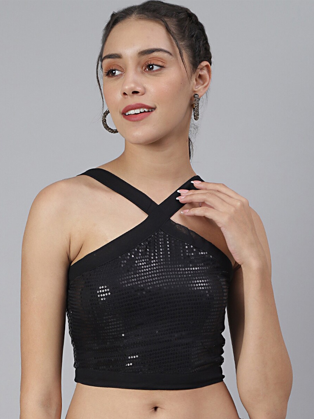 

Cation Embellished Crop Top, Black