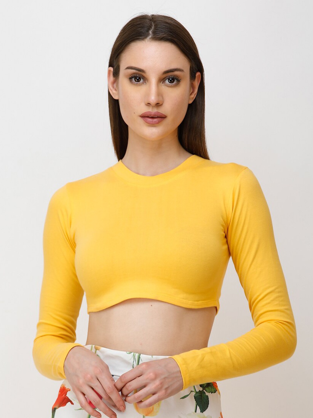 

Cation Fitted Crop Top, Yellow