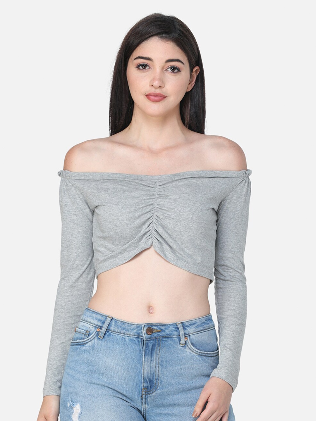 

Cation Off-Shoulder Top, Grey melange