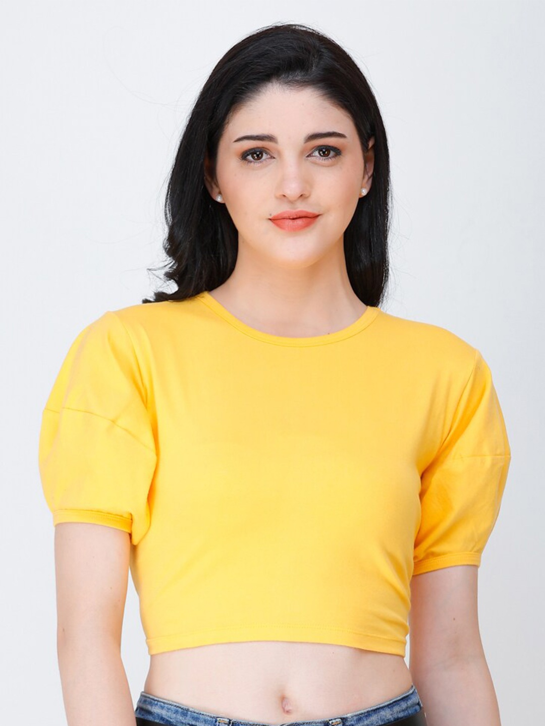 

Cation Round Neck Crop Top, Yellow