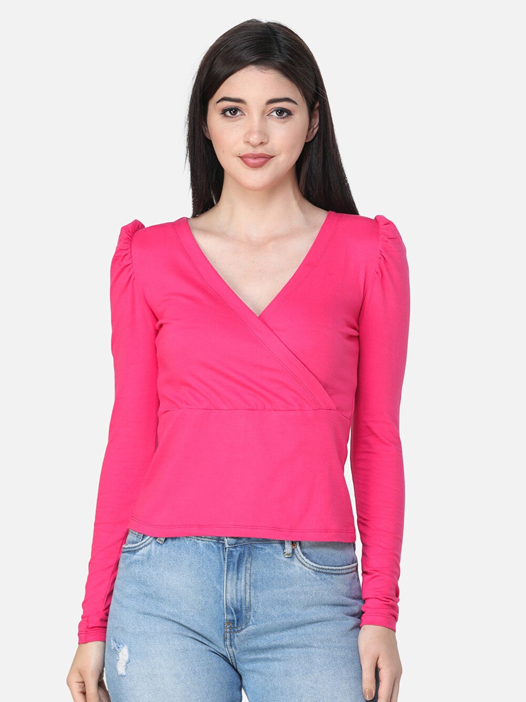 

Cation Regular V-Neck Wrap Top, Pink