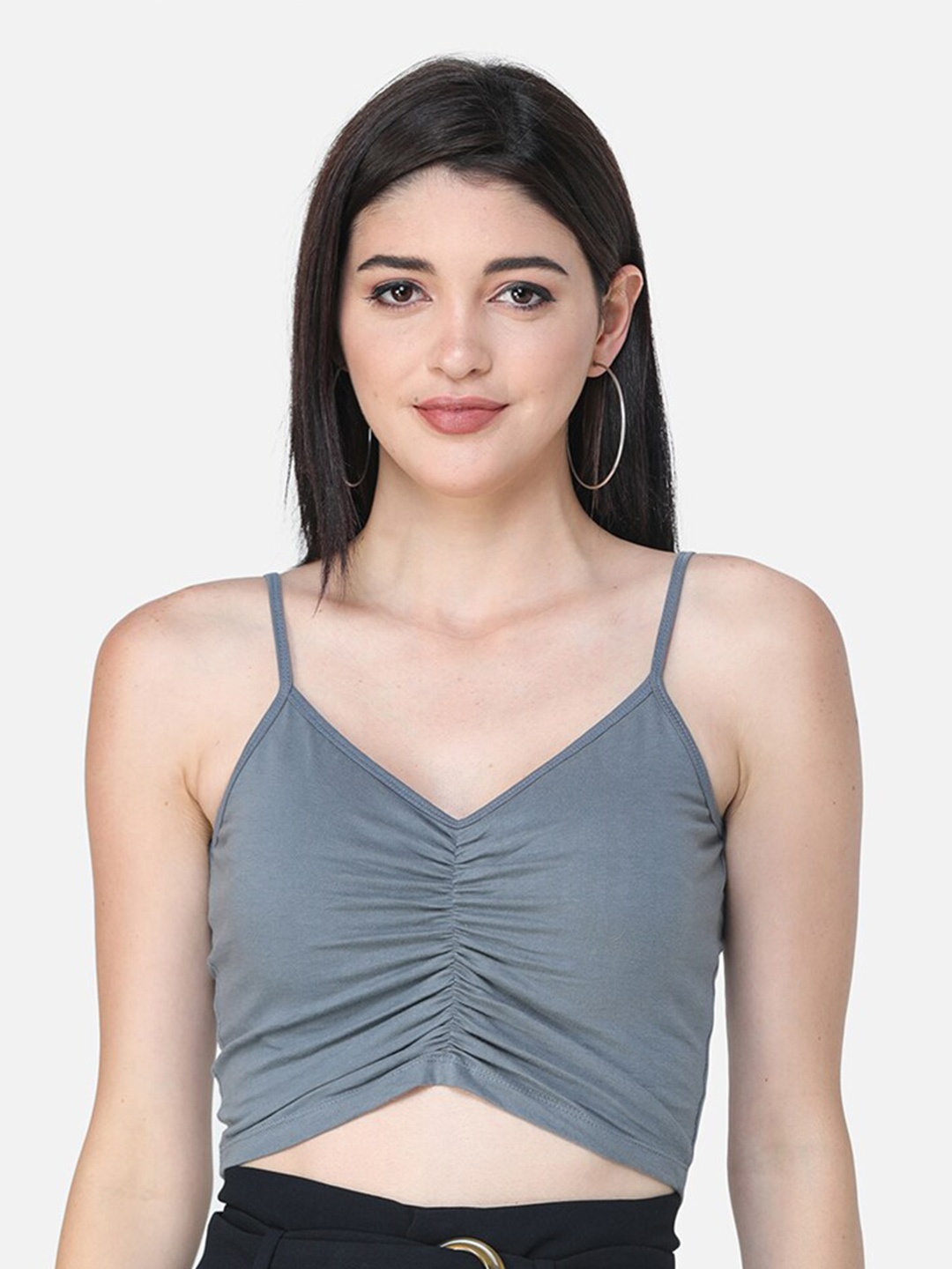 

Cation Shoulder Straps Crop Top, Grey