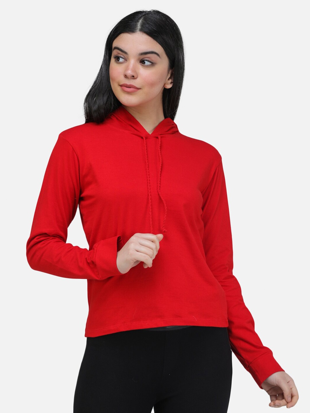 

Cation Shirt Style Hooded Top, Red