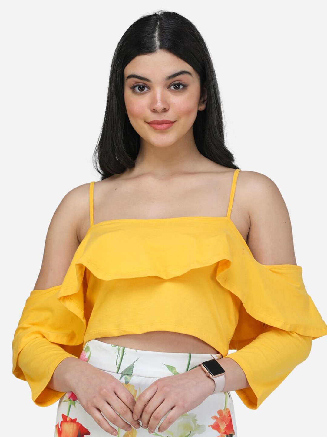 

Cation Layered Crop Top, Yellow