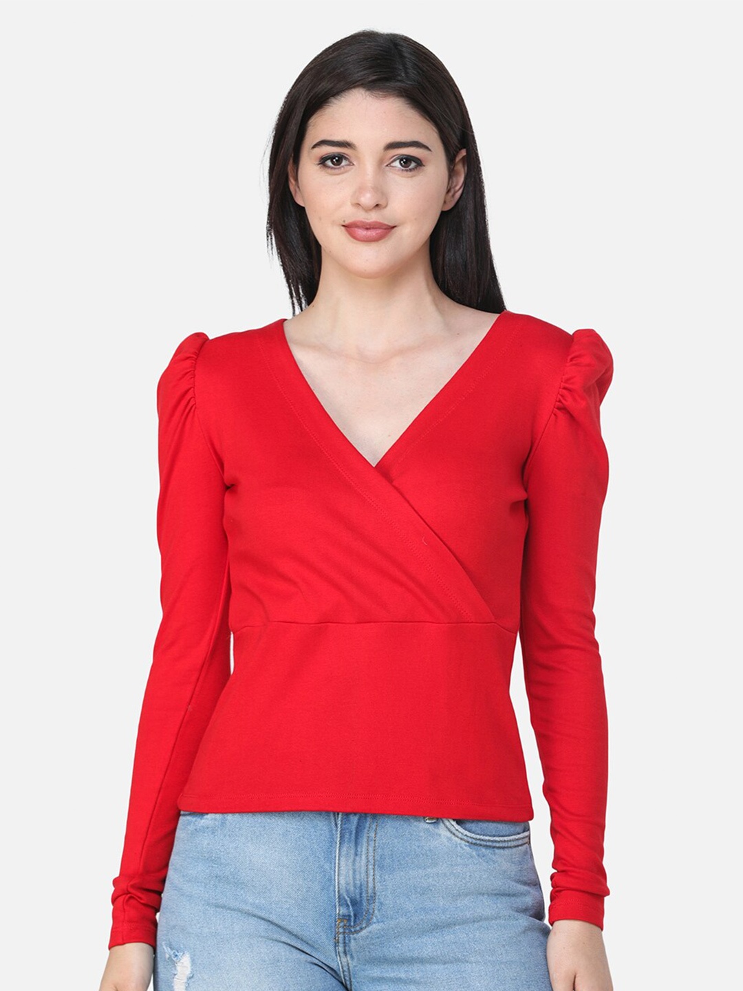 

Cation Regular Wrap Top, Red
