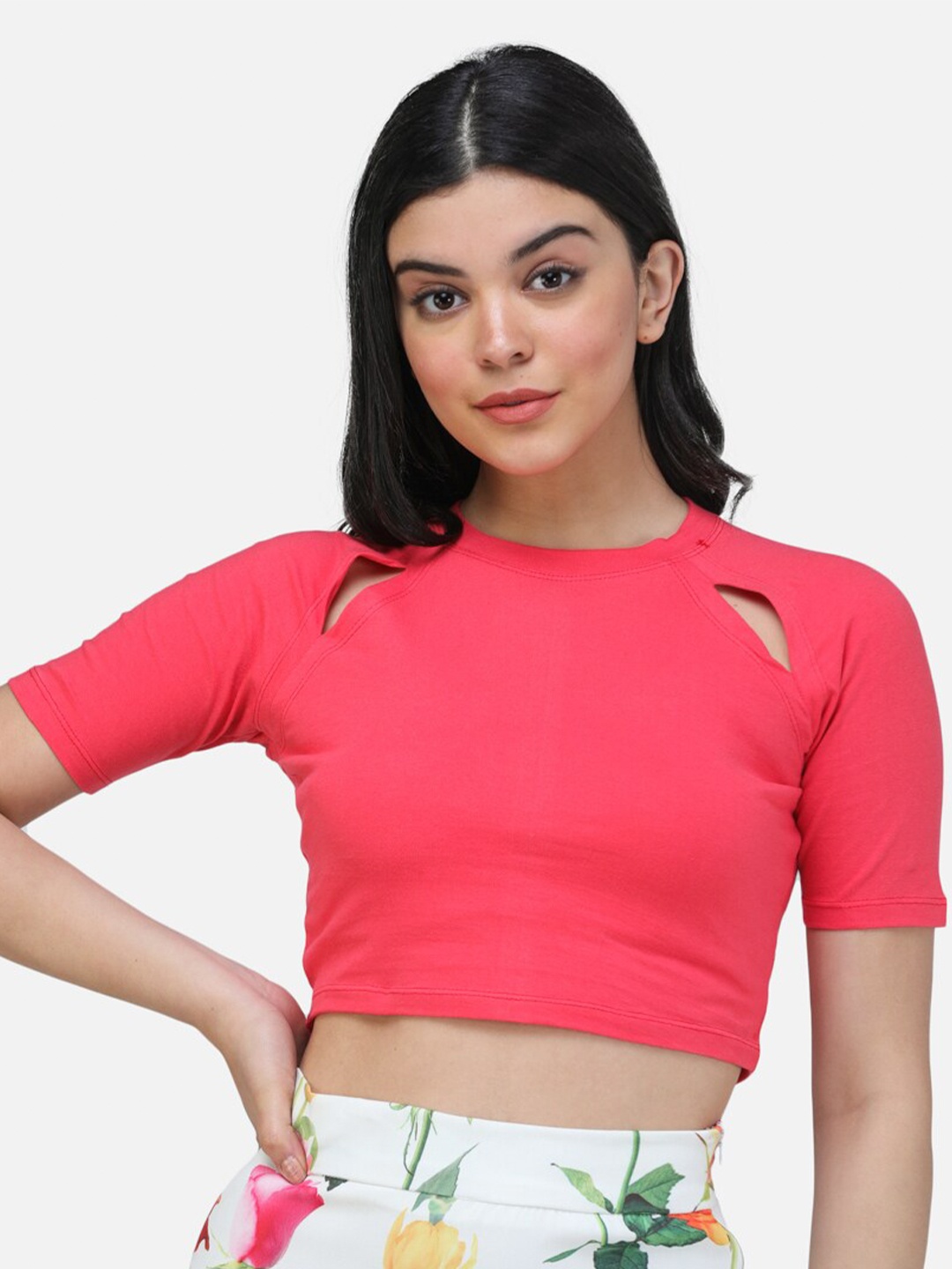 

Cation Cut Out Crop Top, Coral