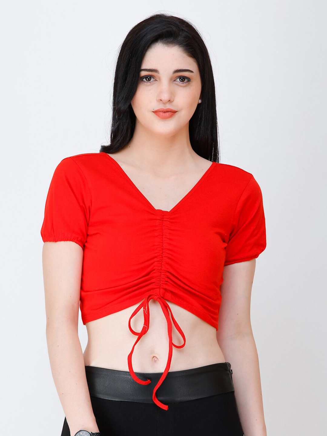 

Cation Tie Ups Crop Top, Red