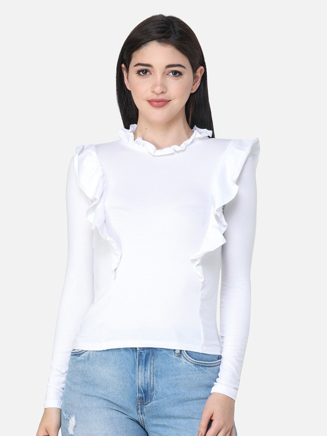 

Cation Ruffles Regular Top, White