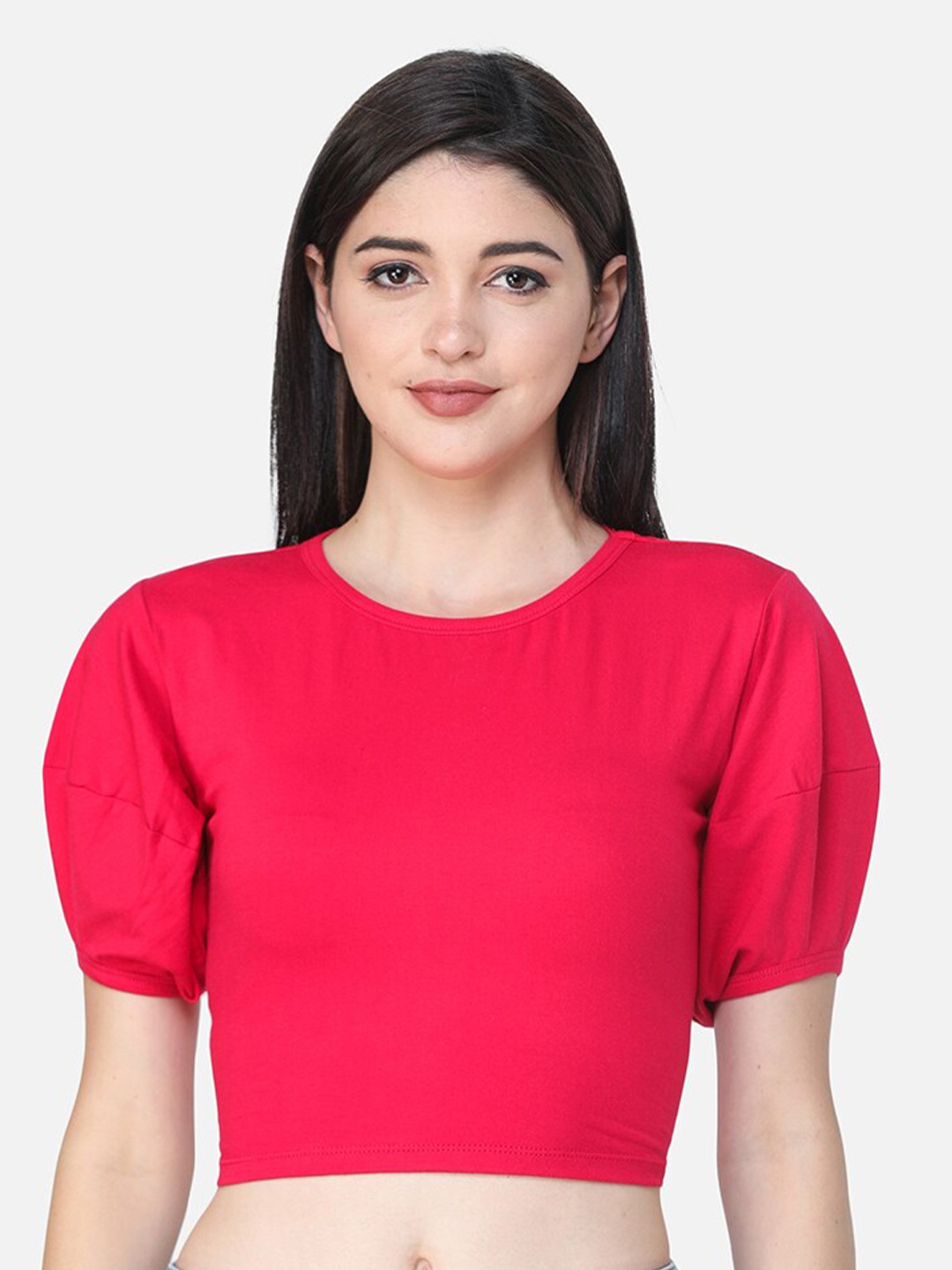 

Cation Round Neck Crop Top, Magenta