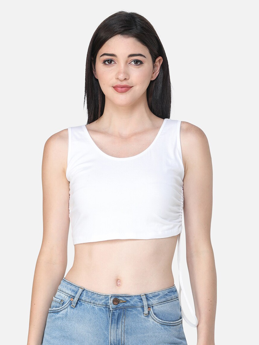 

Cation Blouson Crop Top, White