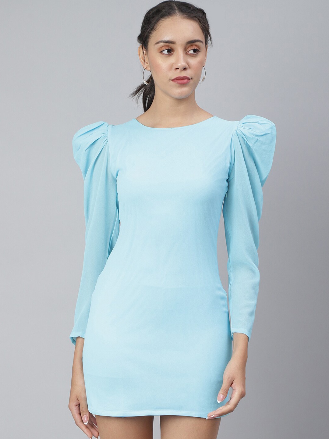 

Cation Blue Georgette Sheath Mini Dress