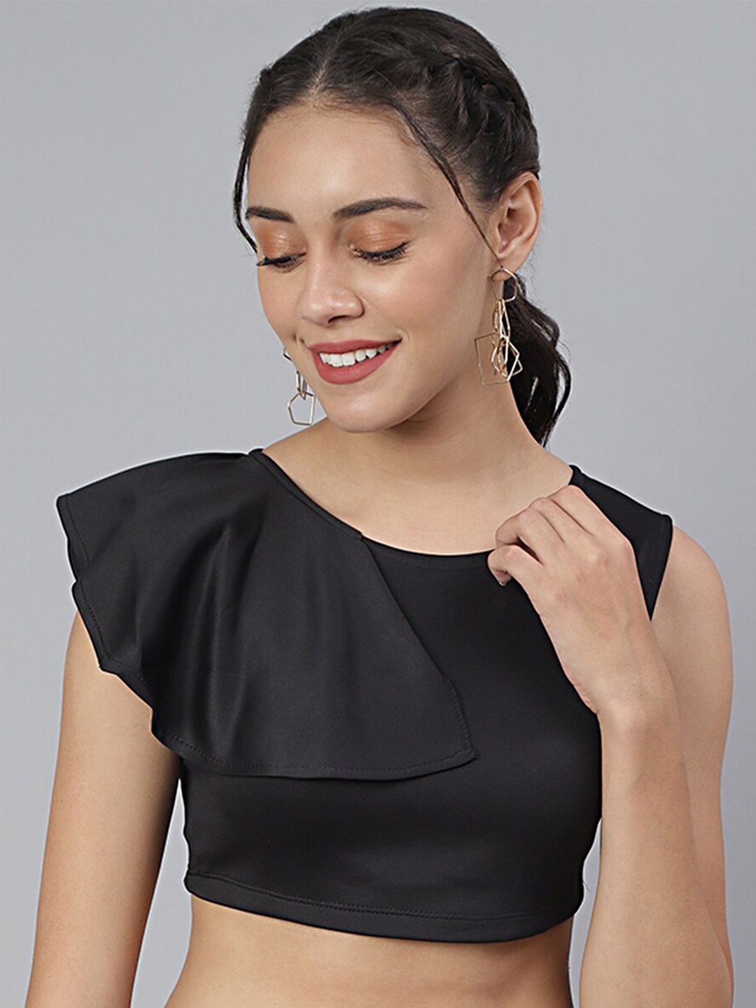 

Cation Black Solid Crop Top