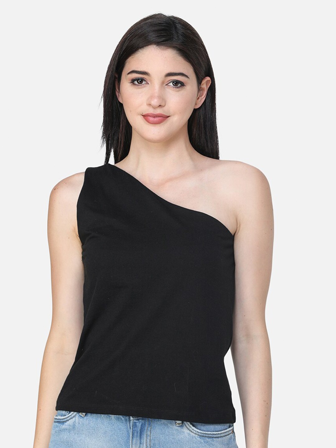 

Cation Black One Shoulder Top