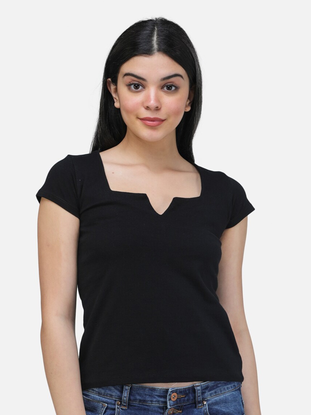 

Cation Black Solid Crop Top