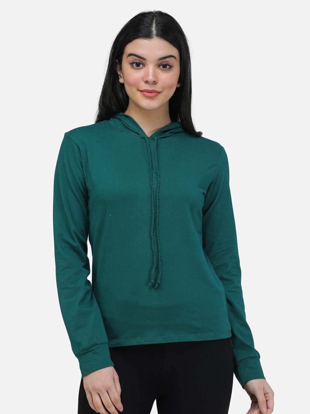 

Cation Teal Solid Hooded Top