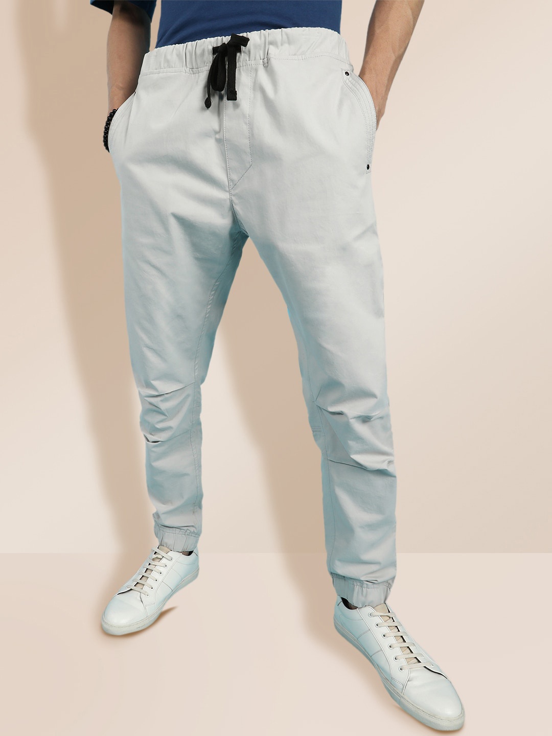 

KRA Men Comfort Mid Rise Pure Cotton Joggers, Off white