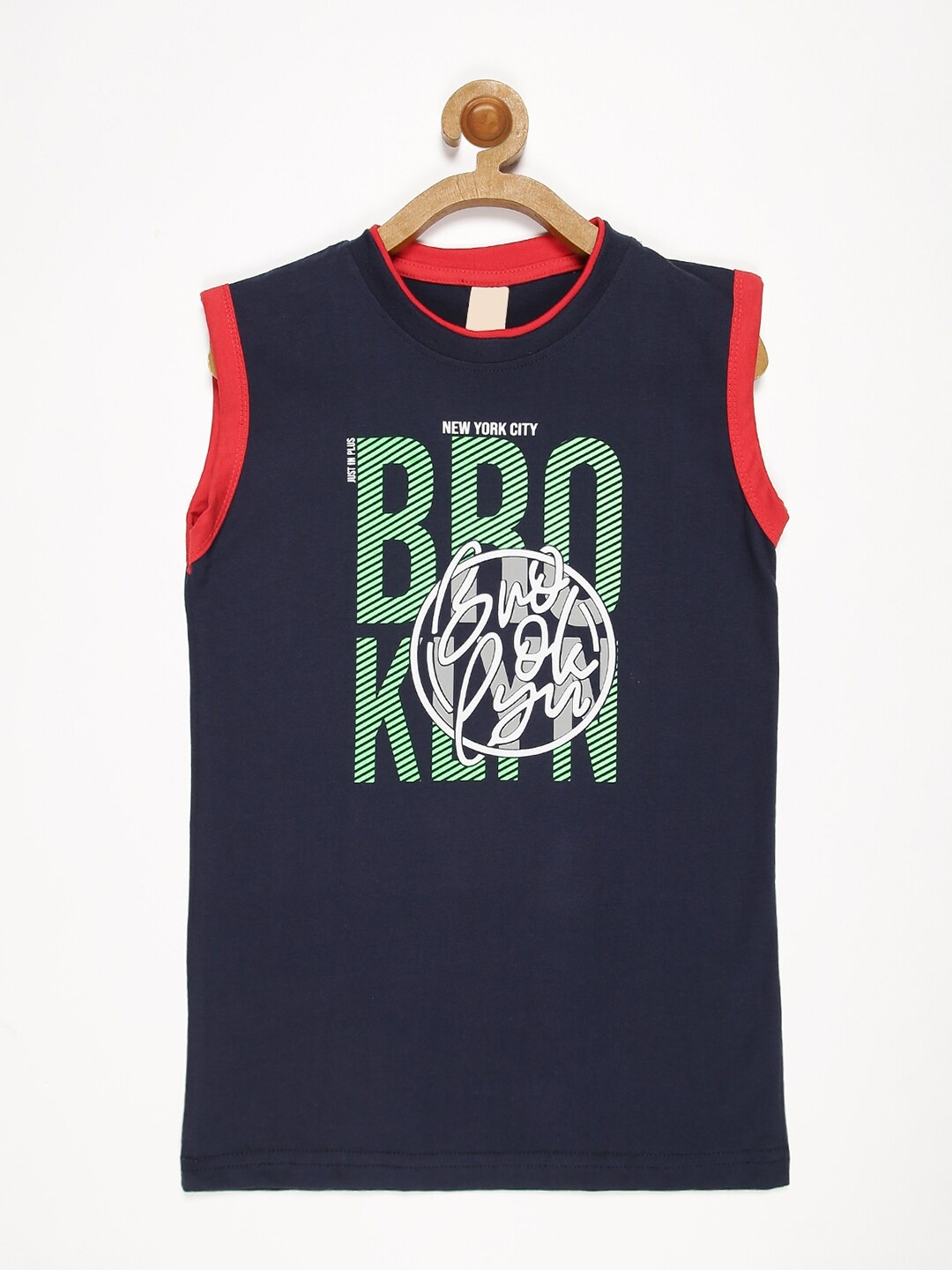

V2 Value & Variety Boys Typography Printed Cotton T-shirt, Navy blue