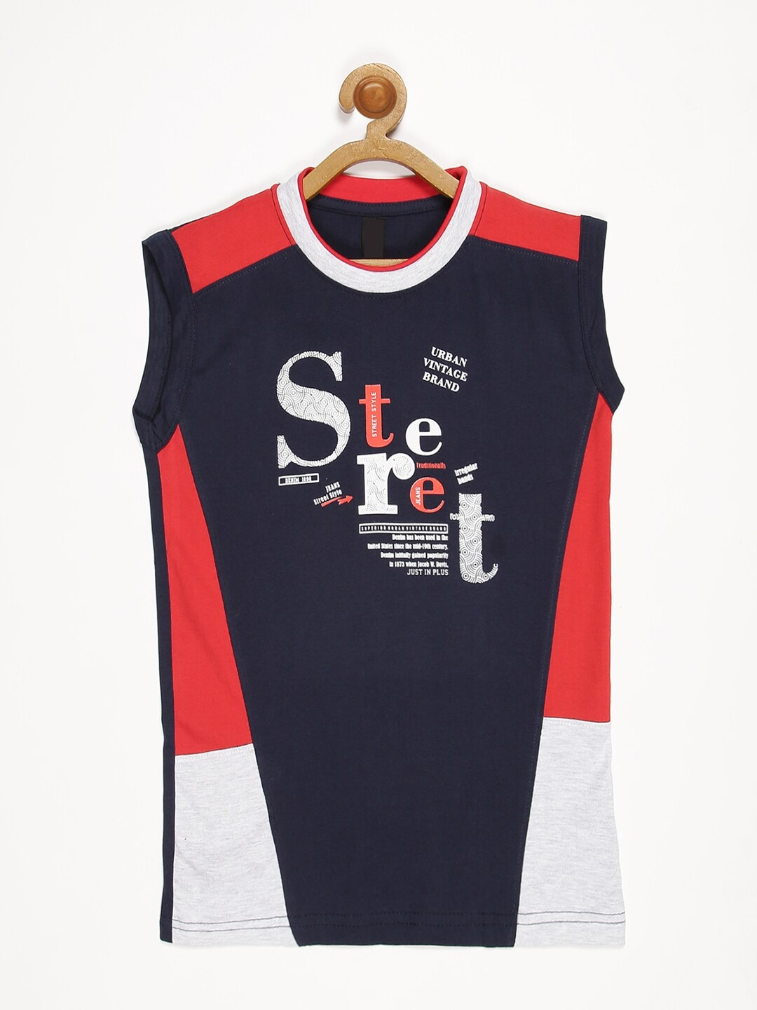 

V2 Value & Variety Boys Typography Printed Cotton T-shirt, Navy blue