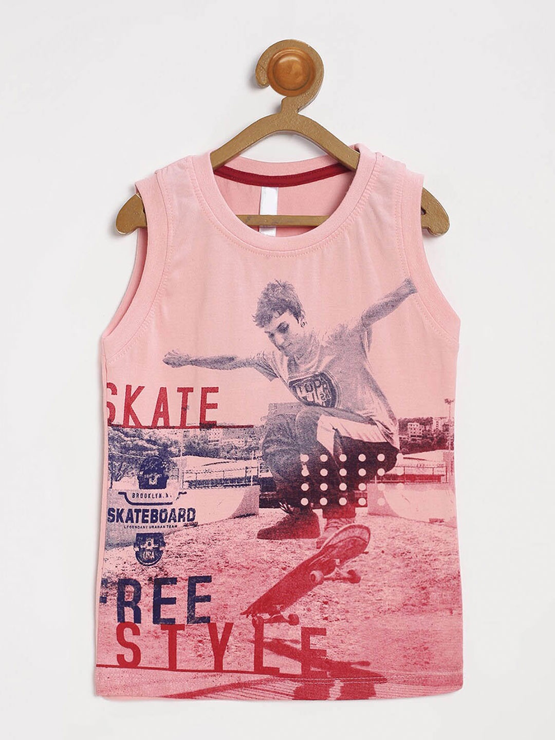 

V2 Value & Variety Boys Printed Cotton T-shirt, Peach