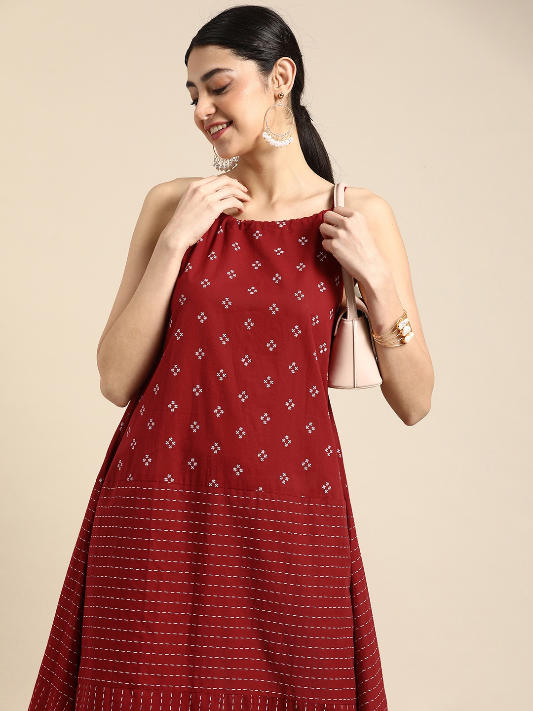 

Anouk Printed Pure Cotton Kurta with Trousers, Maroon
