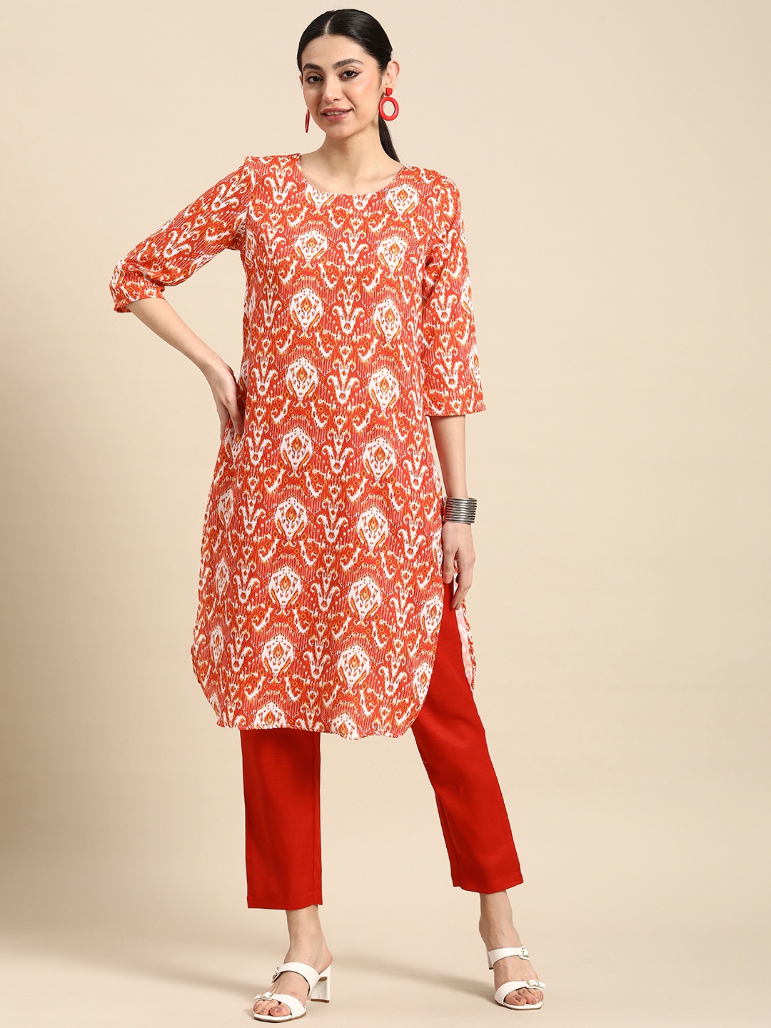 

Anouk Women Printed Kurta with Trousers, Orange