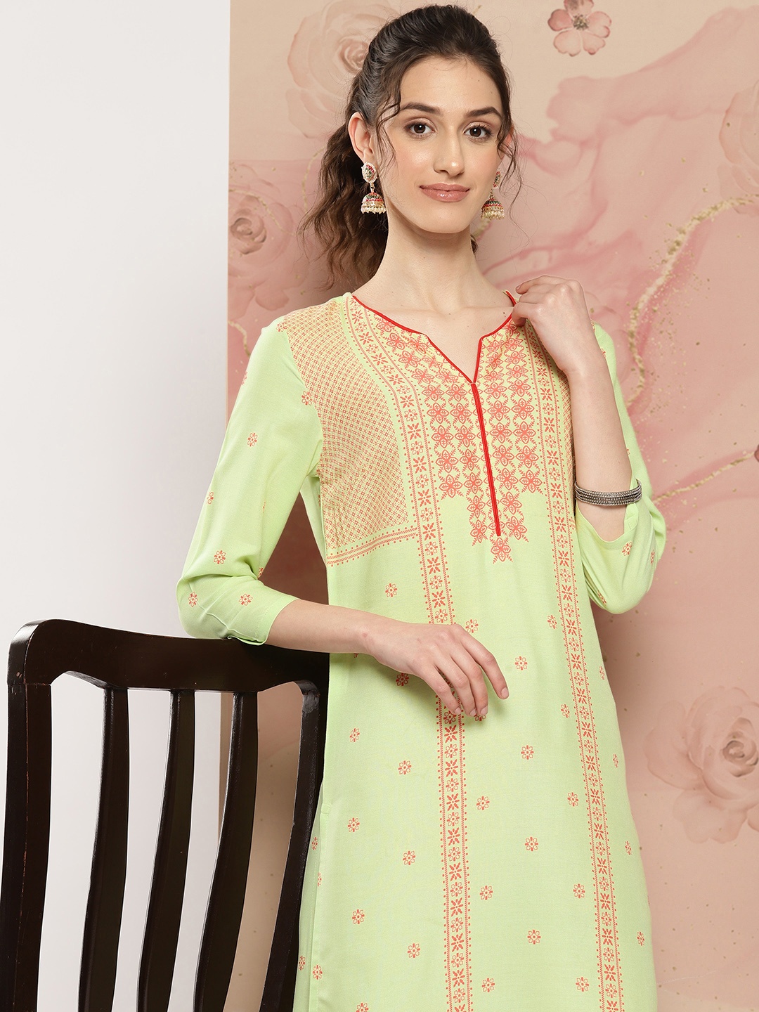 

Anouk Women Ethnic Motifs Printed Straight Kurta, Green