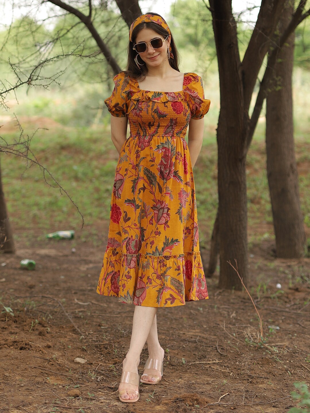 

Twilldor Floral Midi Dress, Mustard