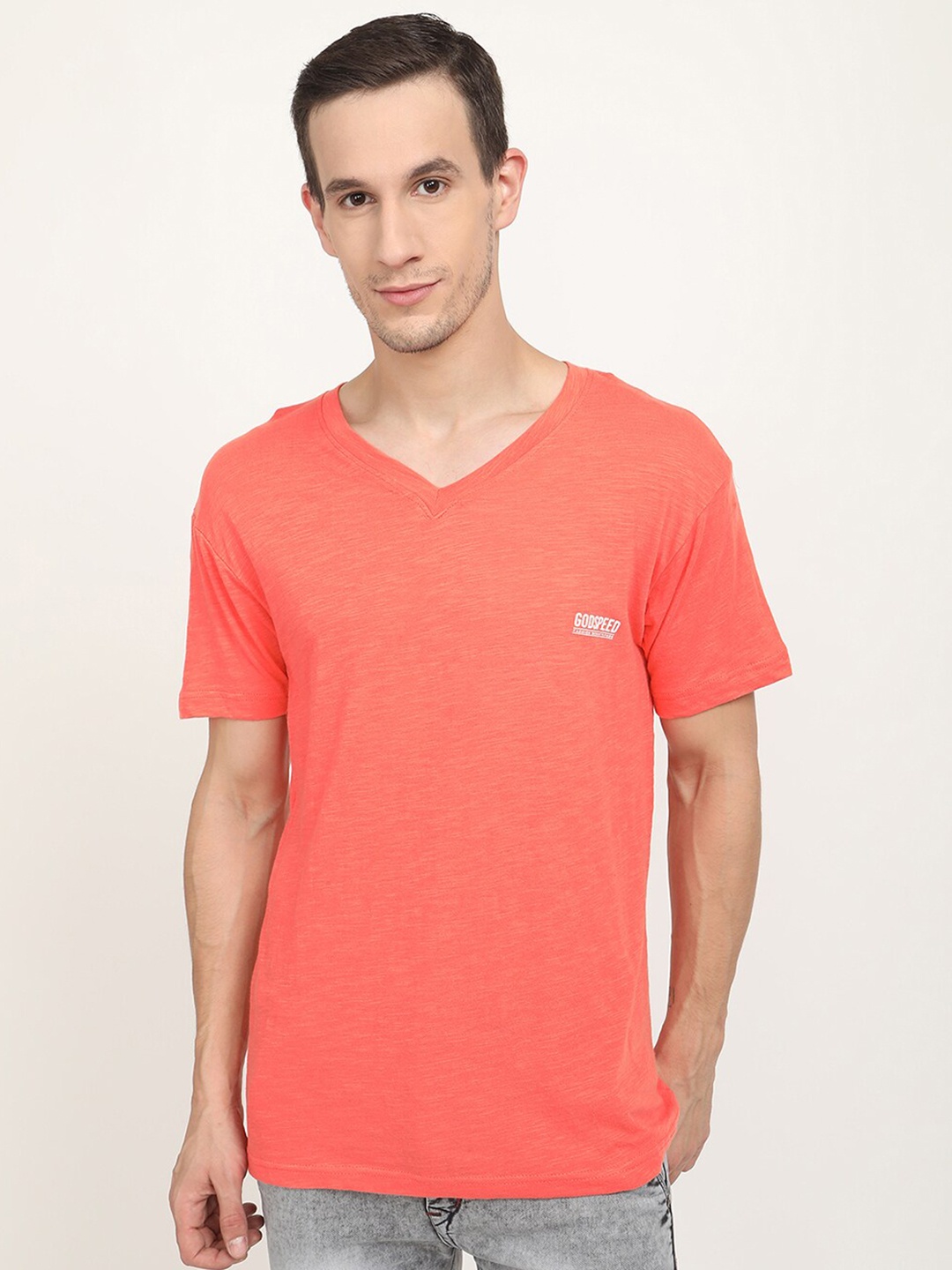 

V2 Value & Variety Men Pure Cotton T-shirt, Orange