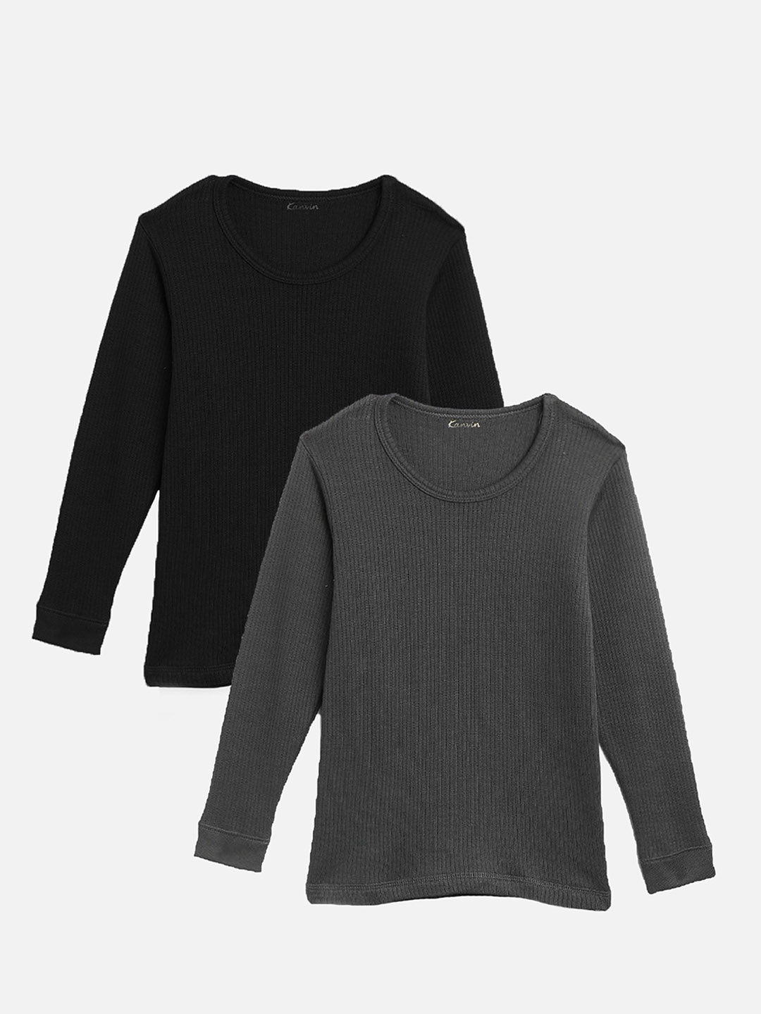 

Kanvin Boys Pack of 2 Striped Thermal Top, Black