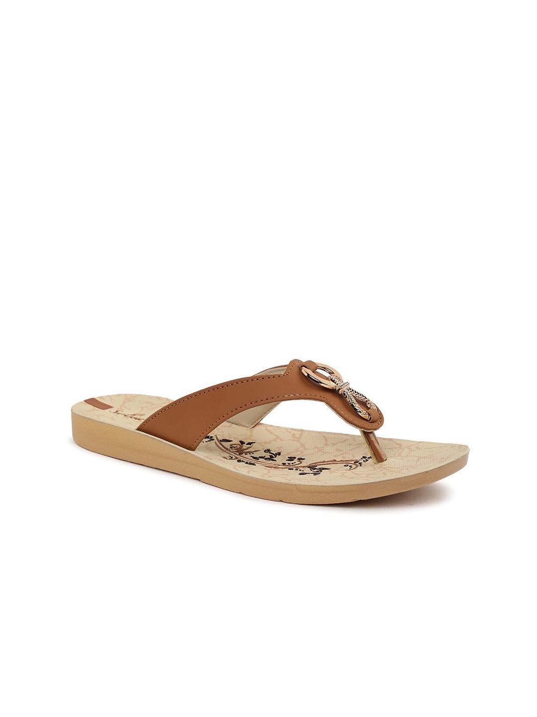 

Paragon Women Embellished T-Strap Flats, Tan