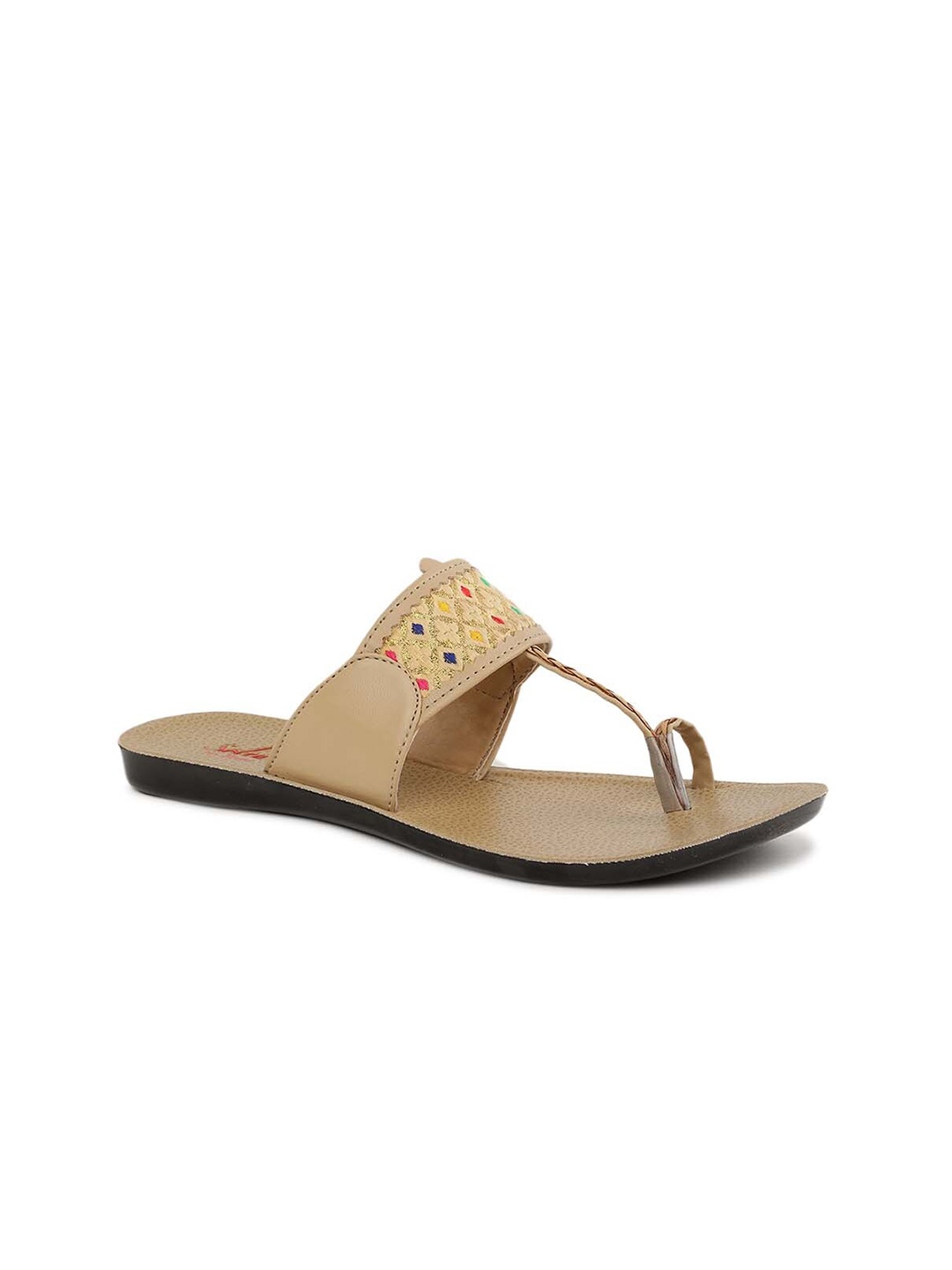 

Paragon Women Embroidered Ethnic One Toe Flats, Beige