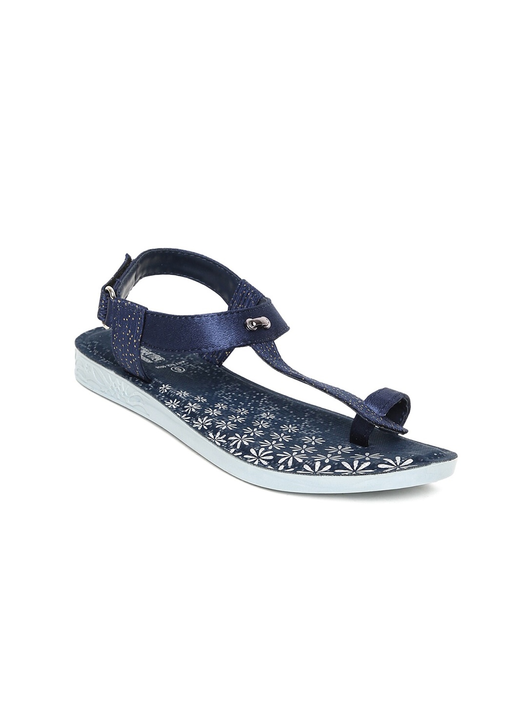 

Paragon Women Blue Printed T-Strap Flats