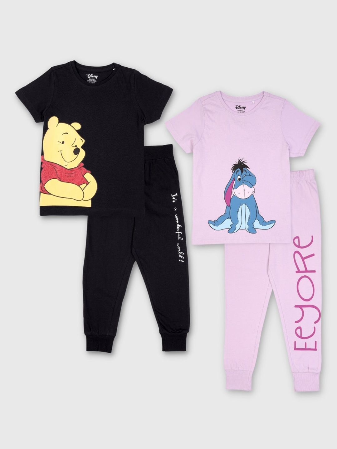 

Nap Chief Girls Pack of 2 Pooh & Eeyore Printed Night suit, Black