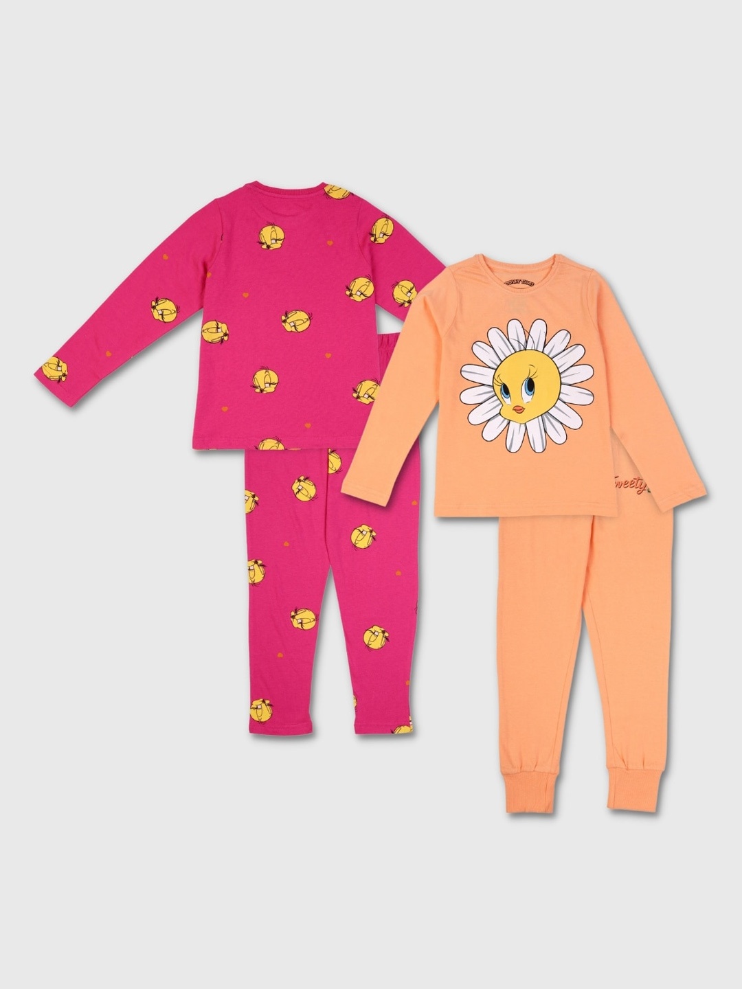 

Nap Chief Girls Set Of 2 Tweety Printed Cotton Night suit, Pink