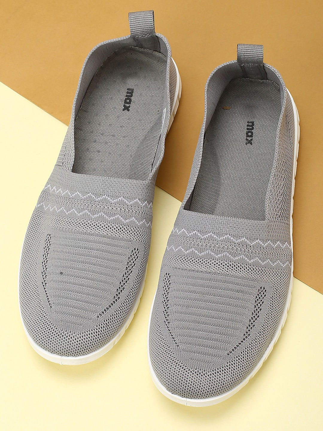

max Men Woven Design Slip-On Sneakers, Grey