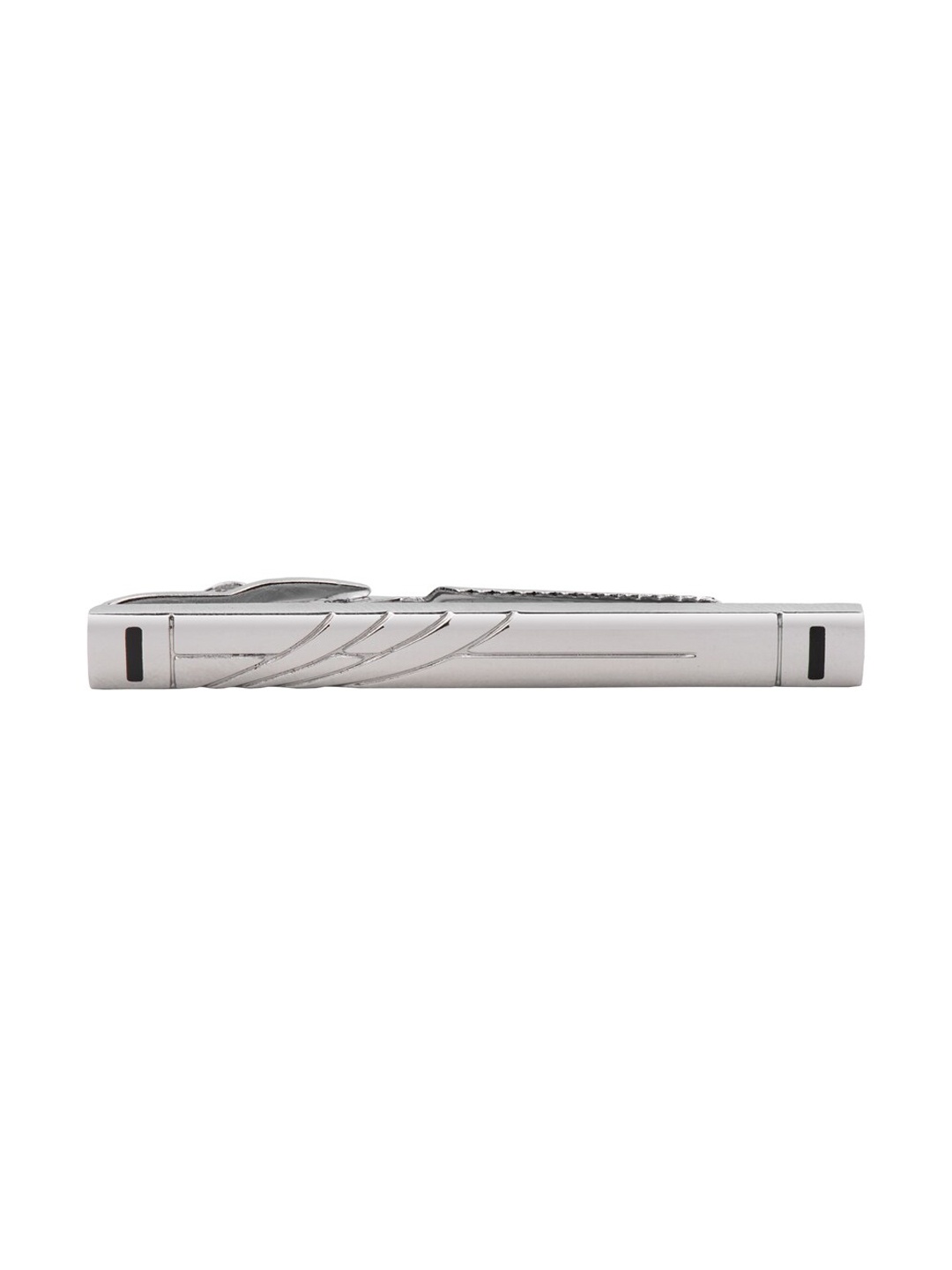

The Tie Hub Men Silver-Toned Three Line design Tie Bar