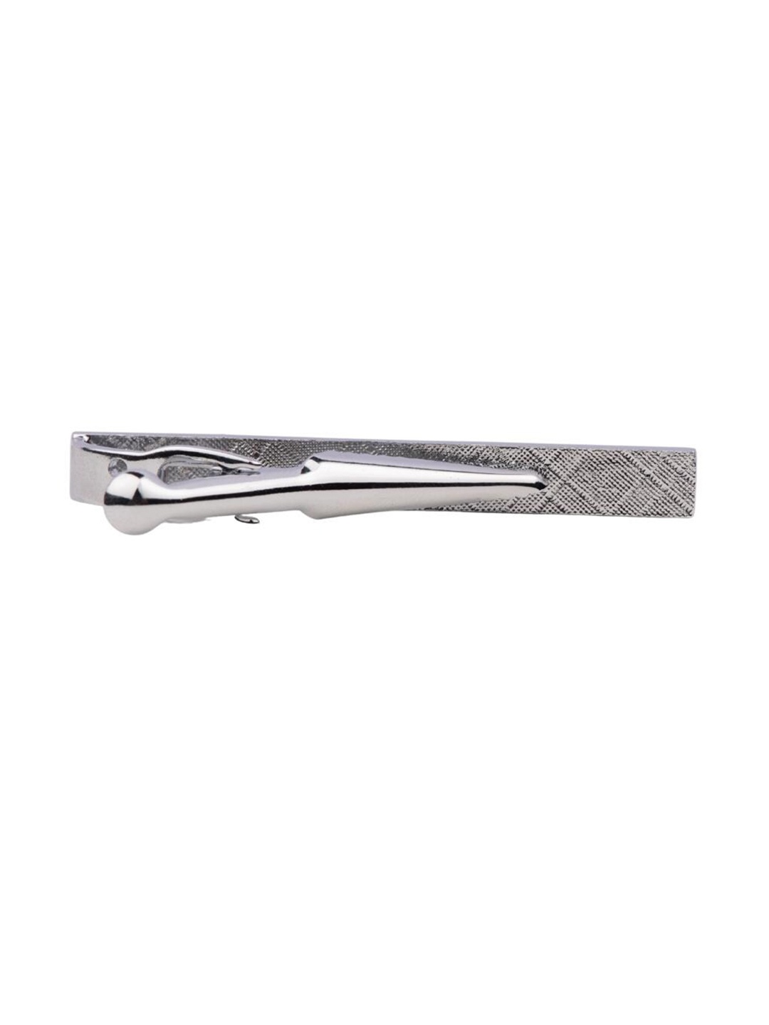 

The Tie Hub Men Silver-Toned & Black Textured Tie Bar