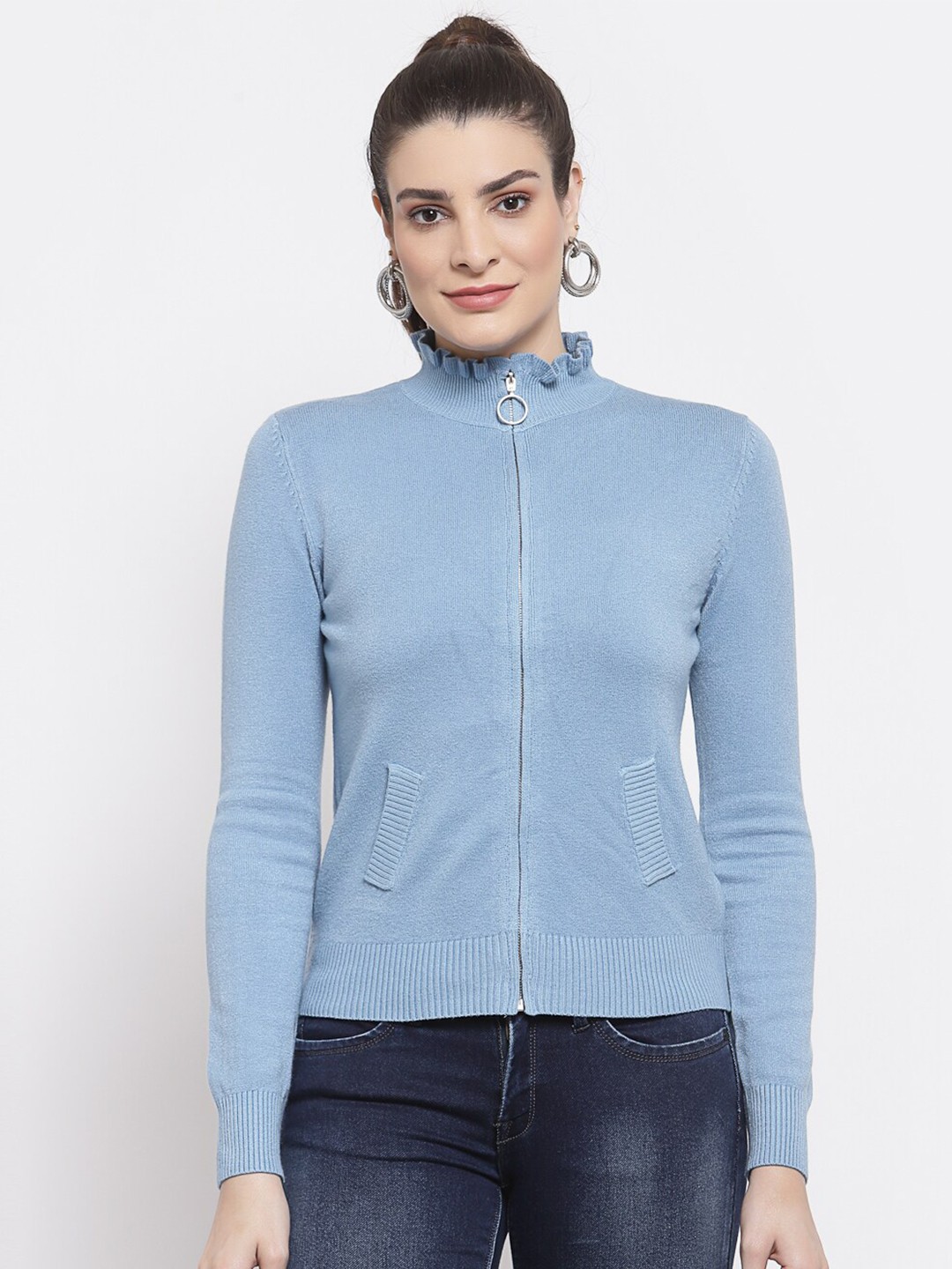 

Mafadeny Women Blue Cardigan