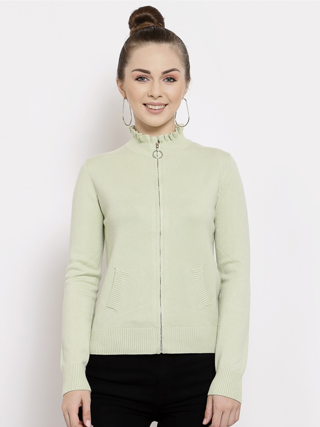 

Mafadeny Women Green Cardigan Sweater