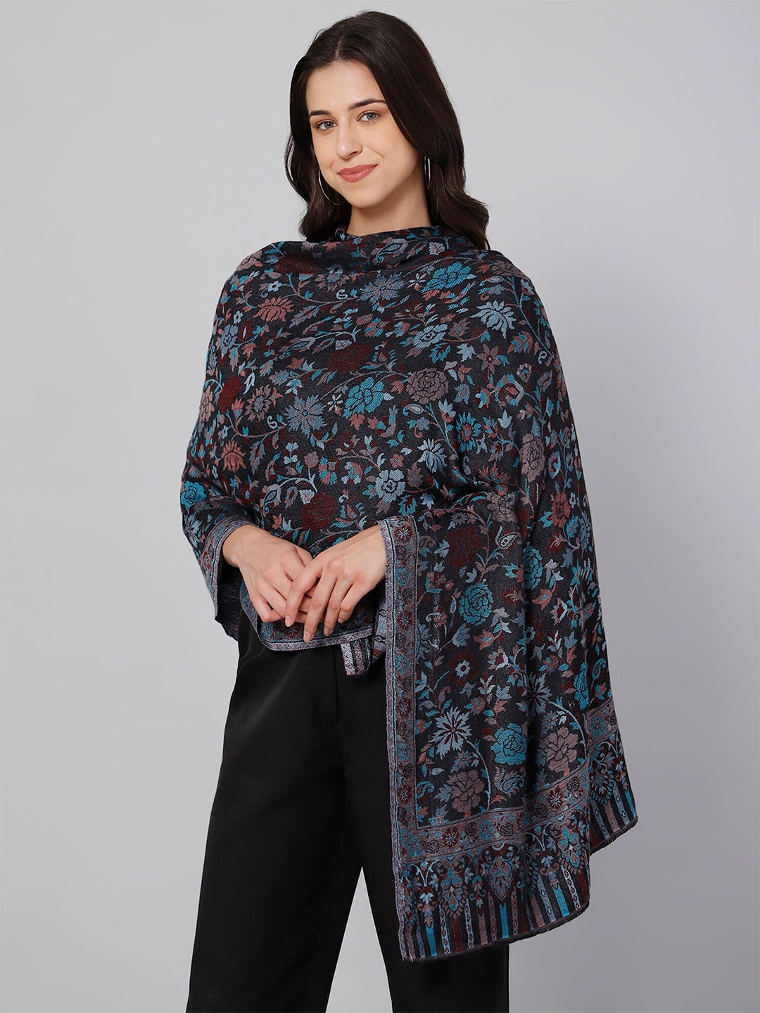 

Aditi Wasan Women Black & Blue Woven Design Stole