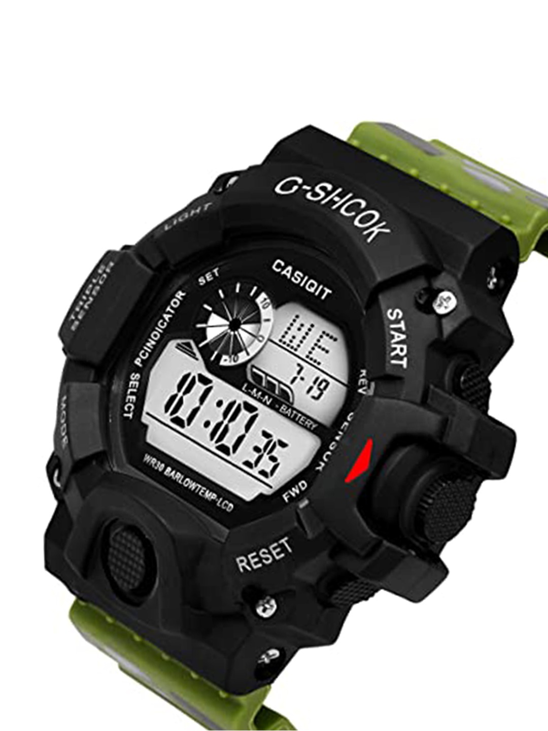 

WM Men Green Patterned Dial & Black Straps Digital Watch TSD-006-AR_ESP