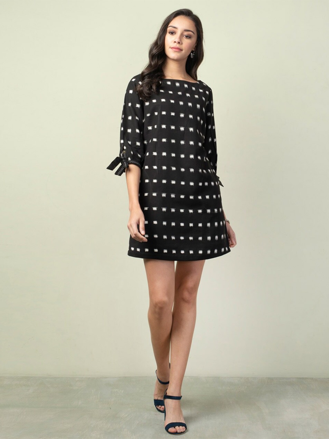 

Fabindia Black Cotton Ethnic A-Line Dress