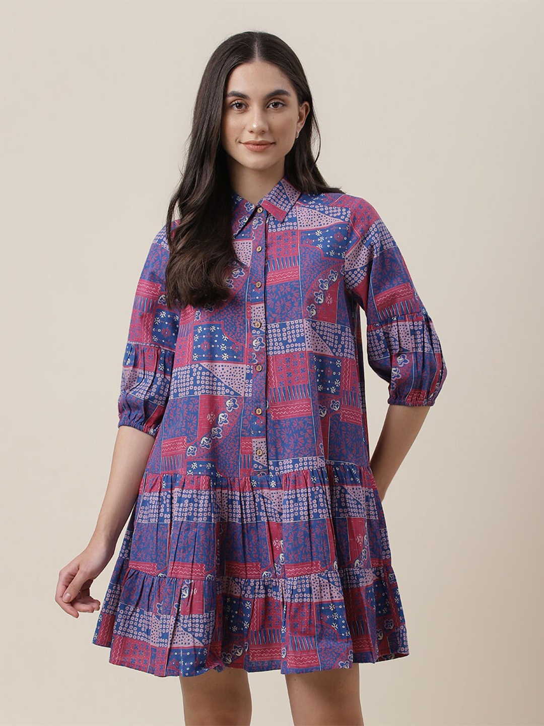 

Fabindia Printed Shirt Dress, Blue