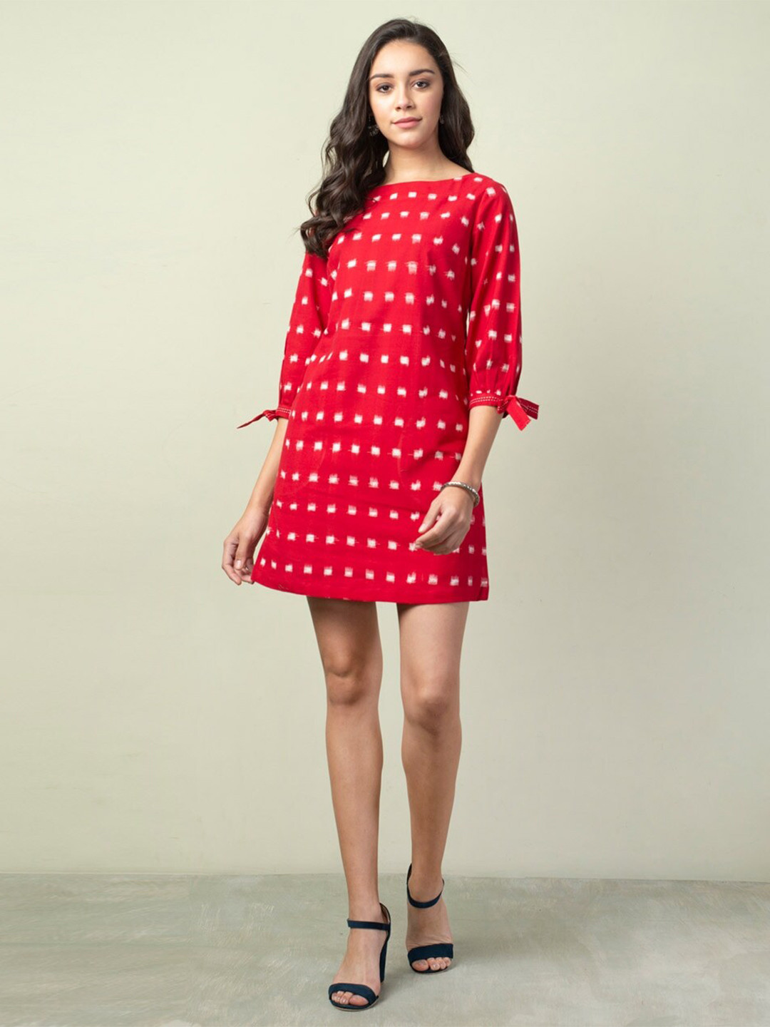 

Fabindia Red Cotton Ethnic A-Line Dress