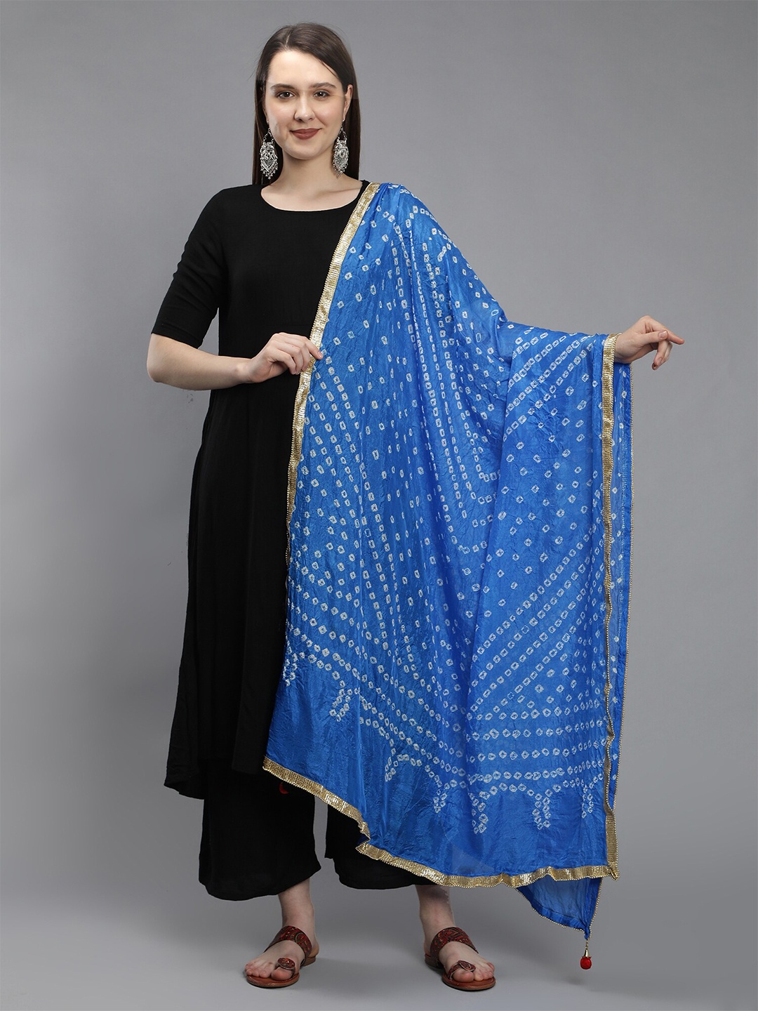 

Aditi Wasan Bandhani Gotta Patti Dupatta, Blue