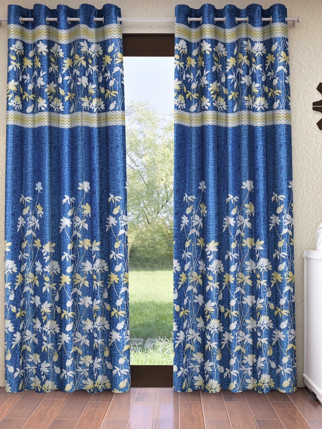 

Home Sizzler Blue & White Set of 2 Floral Window Curtain