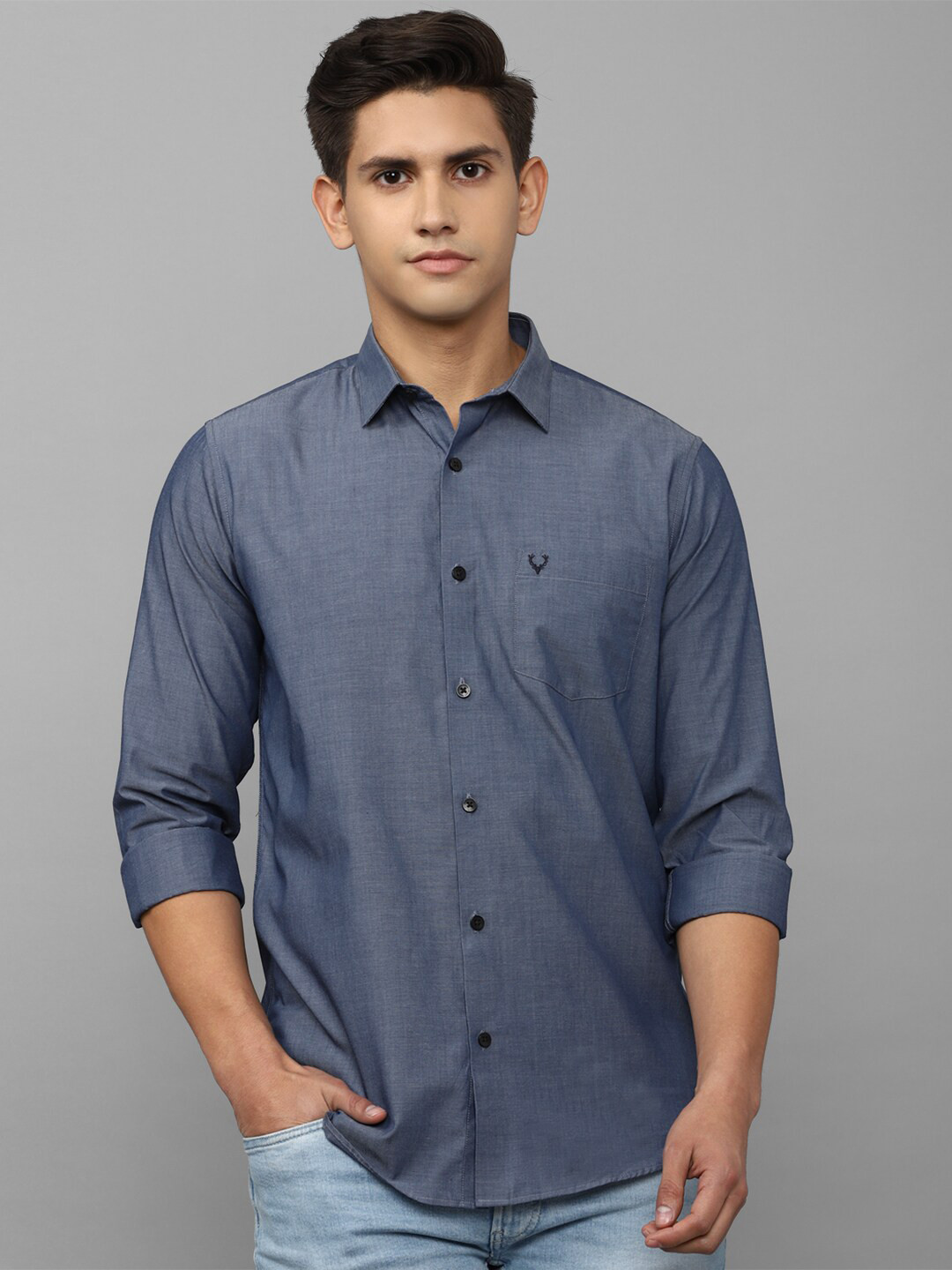

Allen Solly Men Slim Fit Casual Cotton Shirt, Blue