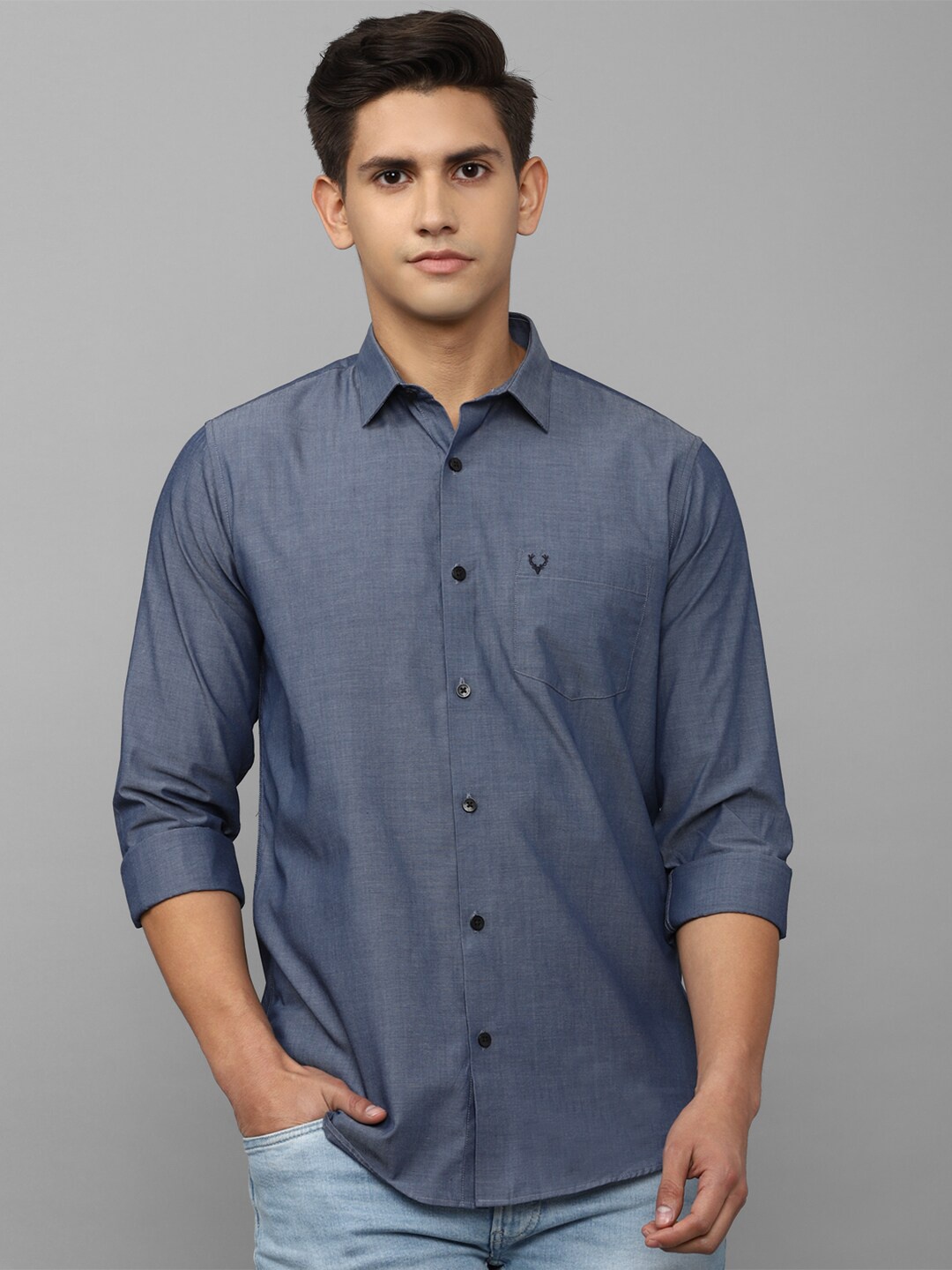 

Allen Solly Men Slim Fit Casual Cotton Shirt, Blue